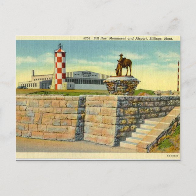 Cartão Postal Antigo - Aeroporto, Billings, Montan (Frente)