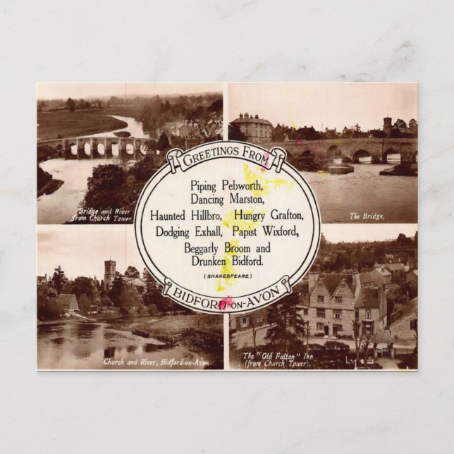 Cartão postal antigo - Bidford-on-Avon, Warwickshi (Frente)