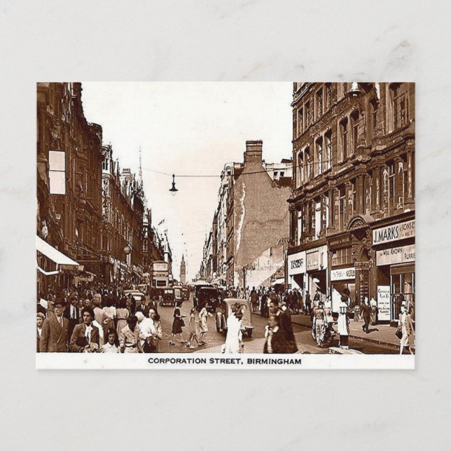 Cartão Postal Antigo, Birmingham, Corporation St c (Frente)