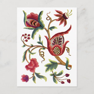 Cartão Postal Antigo bordado Inglês Jacobean