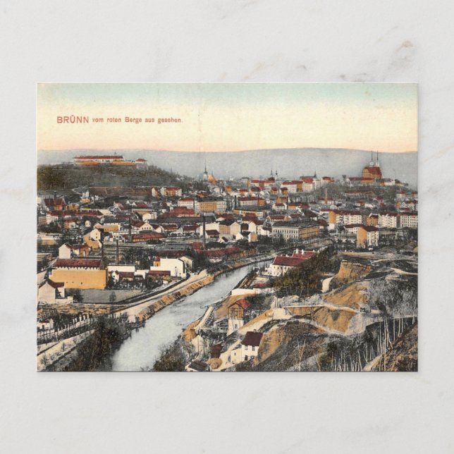 Cartão postal antigo - Brno, República Checa (Frente)