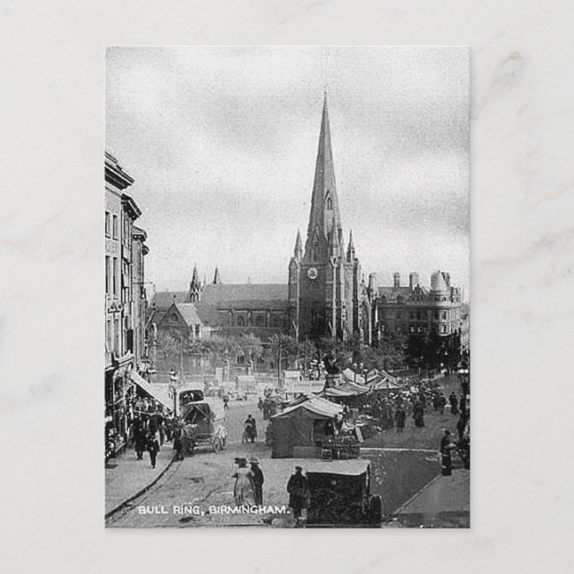 Cartão Postal Antigo - Bull Ring, Birmingham (Frente)