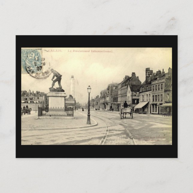 Cartão postal antigo - Calais, Boulevard Internati (Frente)