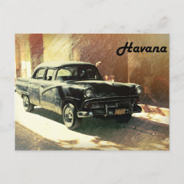 Cartão Postal Antigo carro americano na rua em Havana