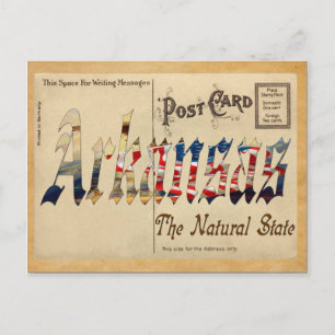 Cartão Postal Antigo Cartaz do Estado do Arkansas