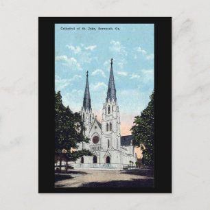 Cartão postal antigo, Catedral, Savannah, Geórgia,