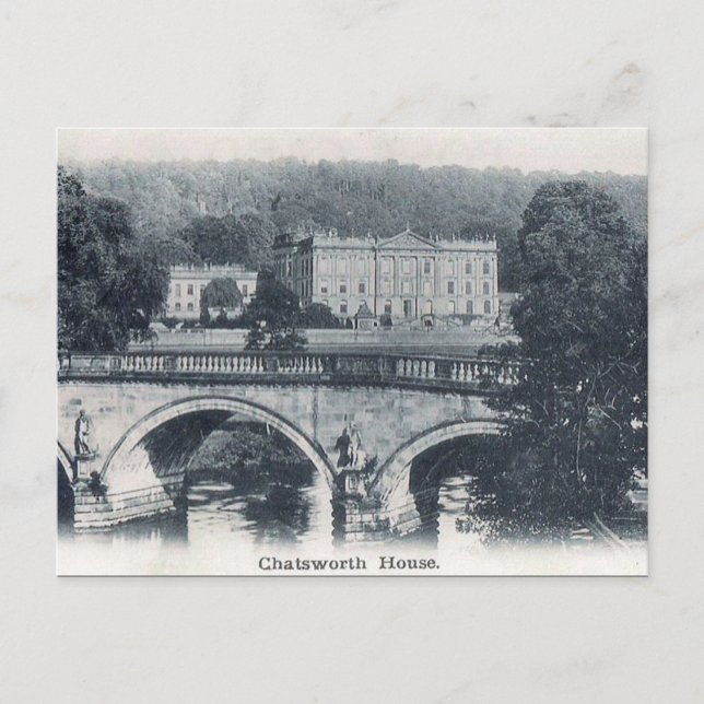 Cartão postal antigo - Chatsworth House, Derbyshir (Frente)