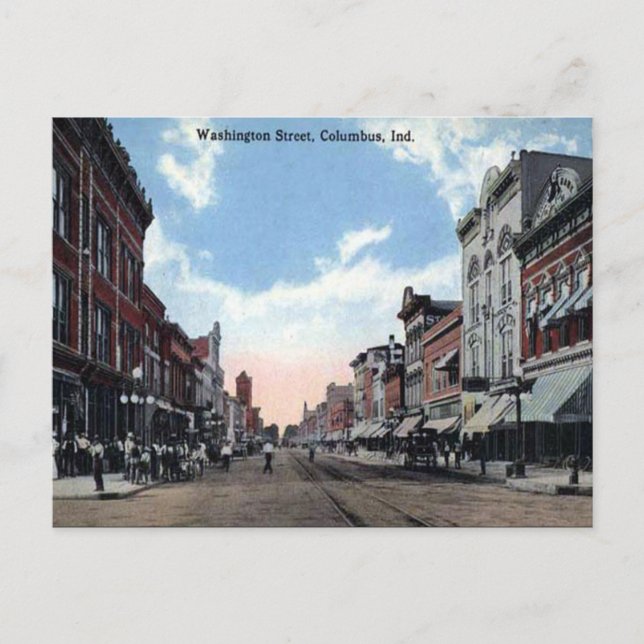 Cartão postal antigo - Columbus, Indiana, EUA (Frente)