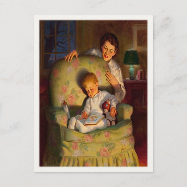 Cartão postal antigo com bebê doce dormindo (Frente)