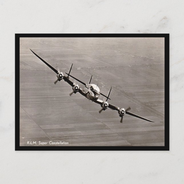 Cartão postal antigo - Constelação da KLM Super (Frente)