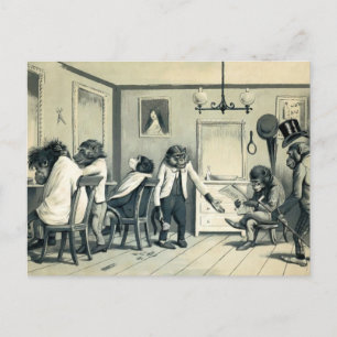 Cartão Postal Antigo da Barbearia do Macaco