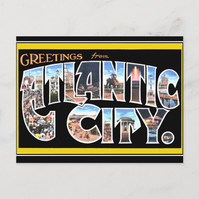 Cartão postal antigo da cidade atlântica (Frente)