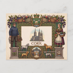 Cartão postal antigo da cidade de Cork, Irlanda