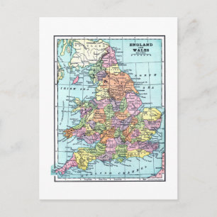 Cartão postal antigo da Inglaterra e País de Gales