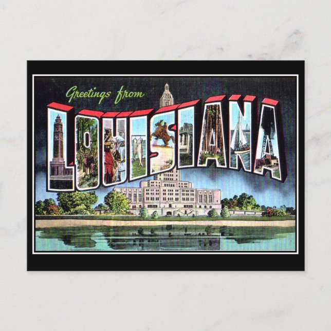 Cartão Postal Antigo da Louisiana (Frente)