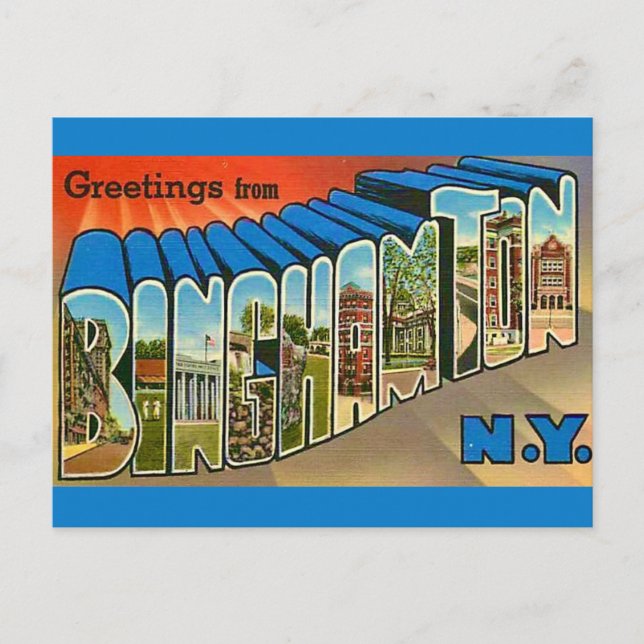 Cartão postal antigo de Binghamton NY (Frente)