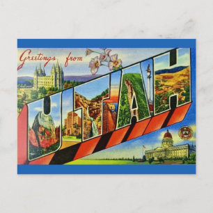 Cartão Postal Antigo de Boas-Vindas de Utah