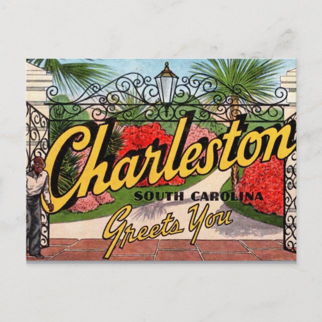 Cartão postal antigo de Charleston SC (Frente)