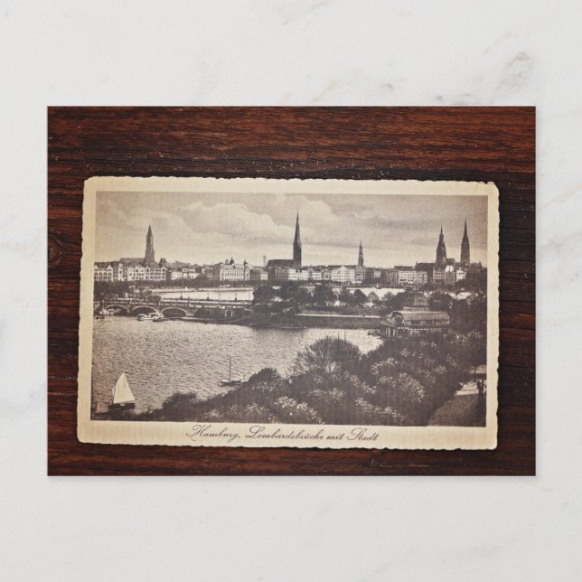 Cartão postal antigo de Hamburgo, Alemanha (Frente)