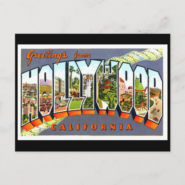 Cartão Postal Antigo de Hollywood (Frente)