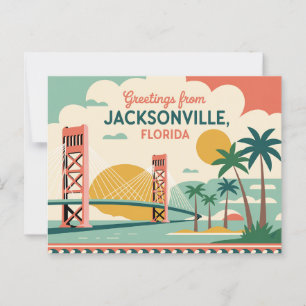 Cartão Postal Antigo de Jacksonville Saudações d
