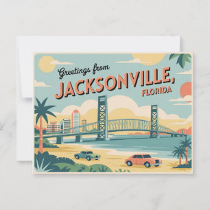 Cartão Postal Antigo de Jacksonville Saudações d