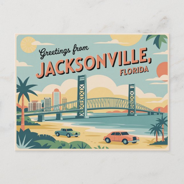 Cartão Postal Antigo de Jacksonville | Saudações d (Frente)
