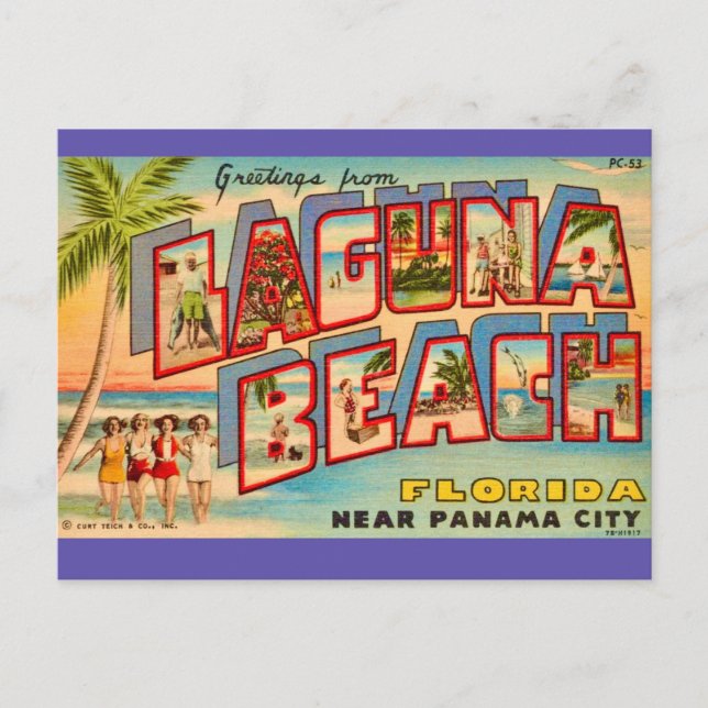 Cartão postal antigo de Laguna Beach FL (Frente)