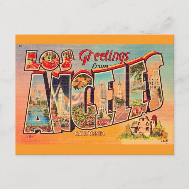 Cartão Postal Antigo de Los Angeles (Frente)
