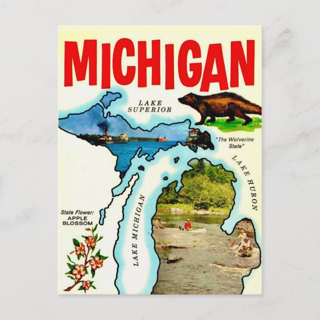 Cartão Postal Antigo de Michigan State (Frente)
