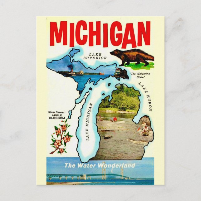 Cartão postal antigo de Michigan State (Frente)