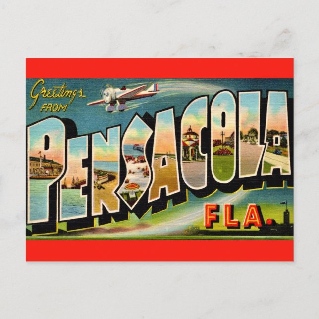 Cartão postal antigo de Pensacola Flórida (Frente)