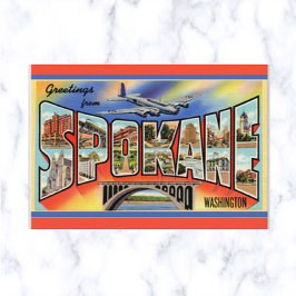 Cartão Postal Antigo de Spokane Washington com Let