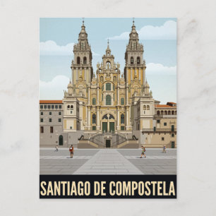 Cartão Postal Antigo de Viagem Santiago de Compost