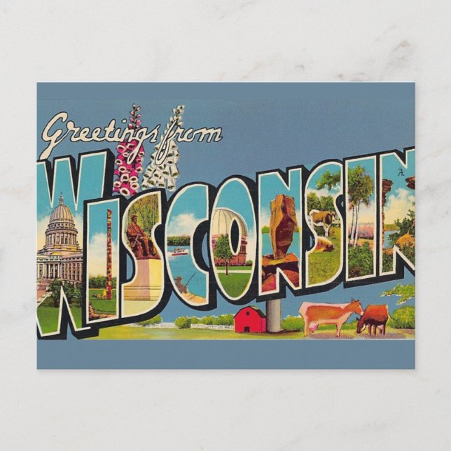 Cartão postal antigo de Wisconsin (Frente)