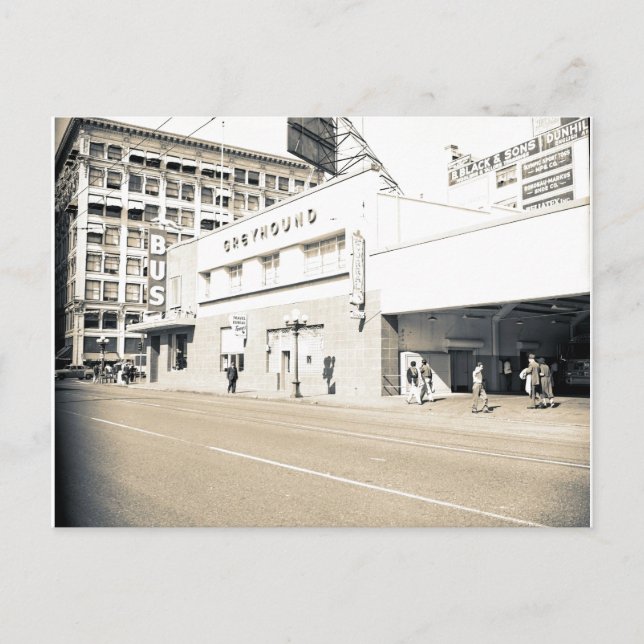 Cartão Postal Antigo depósito de Greyhound (Frente)