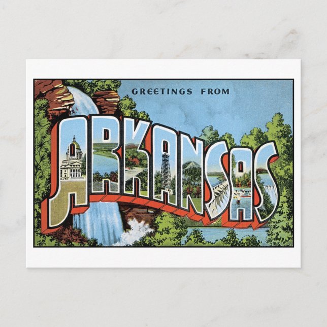 Cartão Postal Antigo do Arkansas (Frente)