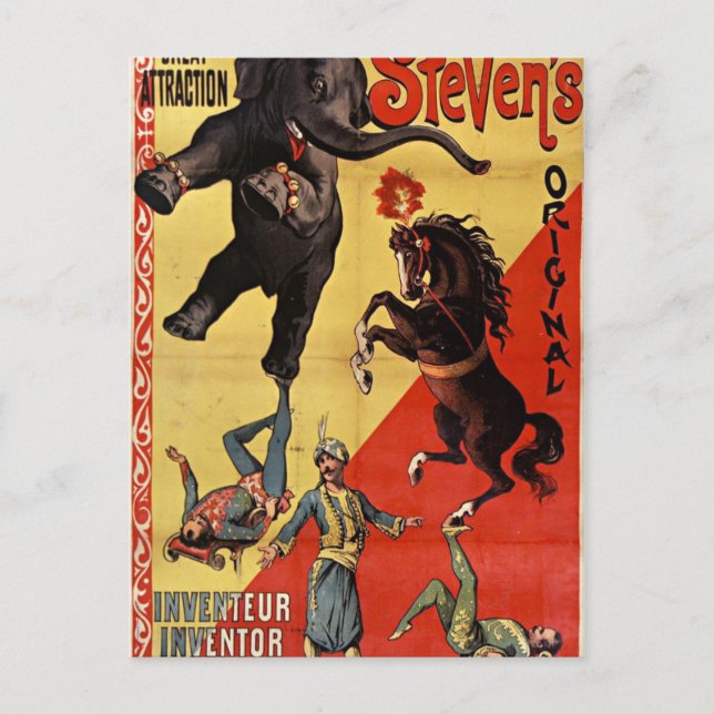 cartão postal antigo do circo (Frente)