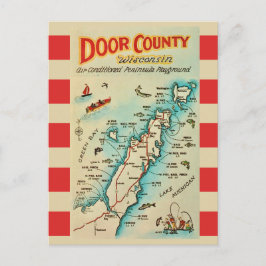 Cartão postal antigo do mapa do condado de Door