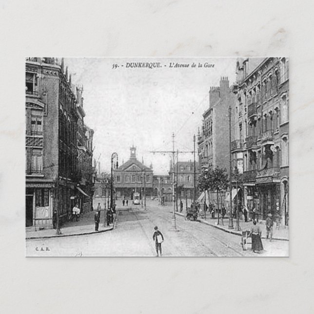 Cartão postal antigo - Dunquerque, França (Frente)