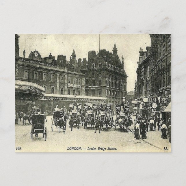Cartão Postal Antigo - Estação da Ponte de Londres (Frente)