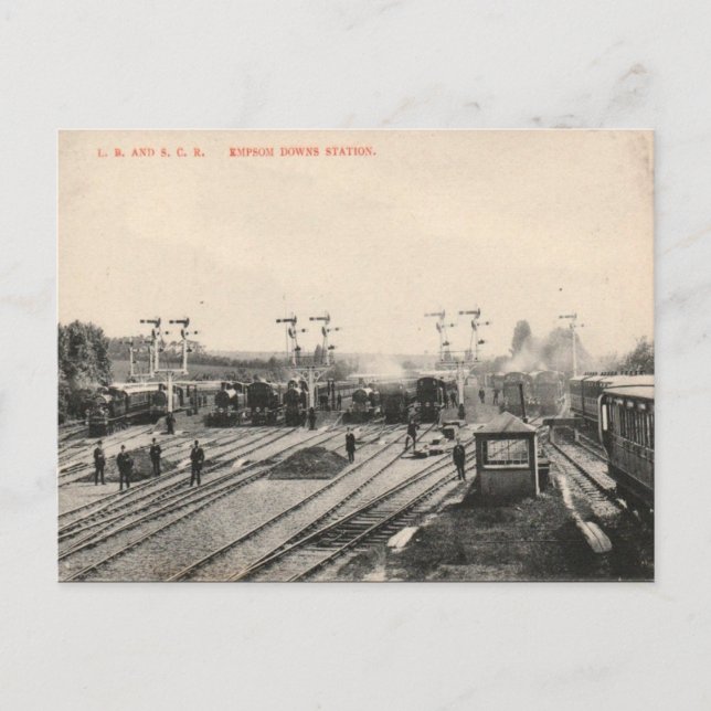 Cartão Postal Antigo - Estação Epsom Downs (Frente)