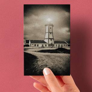 Cartão Postal Antigo farol em uma noite de tempestade
