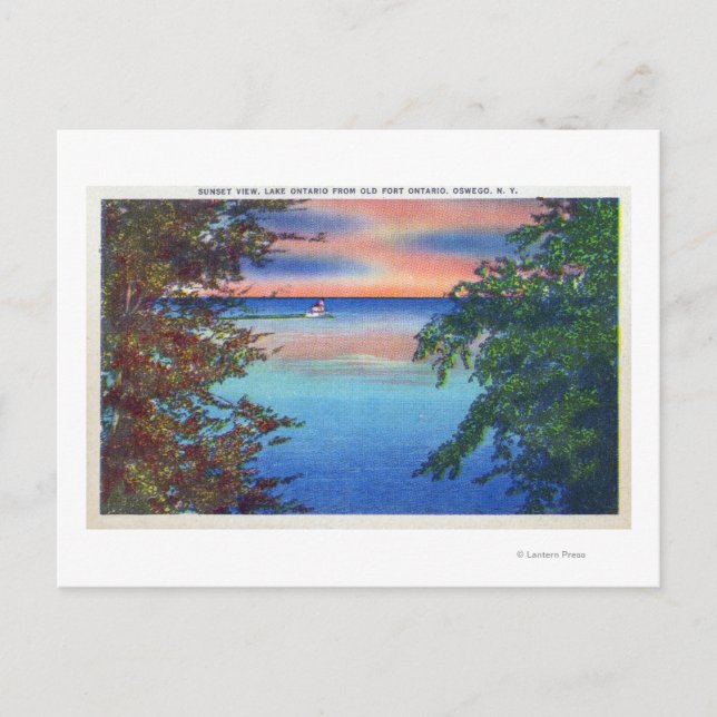 Cartão Postal Antigo Forte Ontario Sunset View do Lago Ontário (Frente)