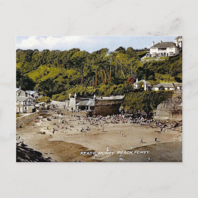 Cartão postal antigo - Fowey, Cornwall, Inglaterra (Frente)