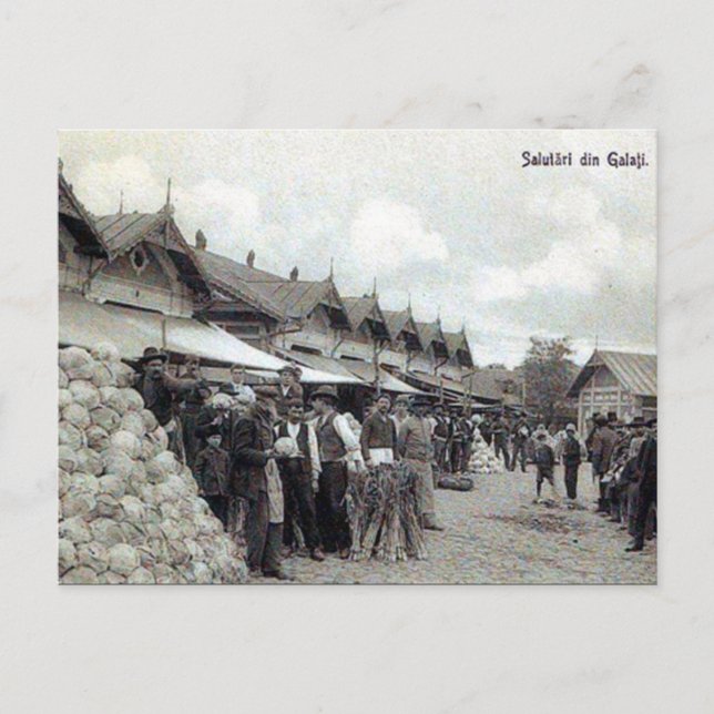 Cartão Postal Antigo - Galați, Romênia (Frente)