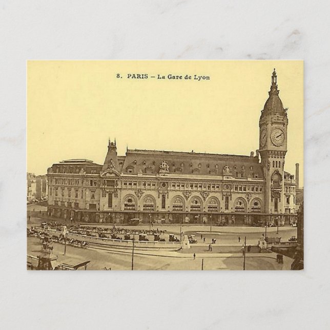 Cartão Postal Antigo - Gare de Lyon, Paris (Frente)