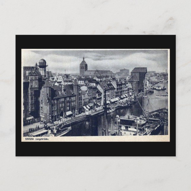 Cartão postal antigo, Gdansk/Danzig - Langebrucke (Frente)