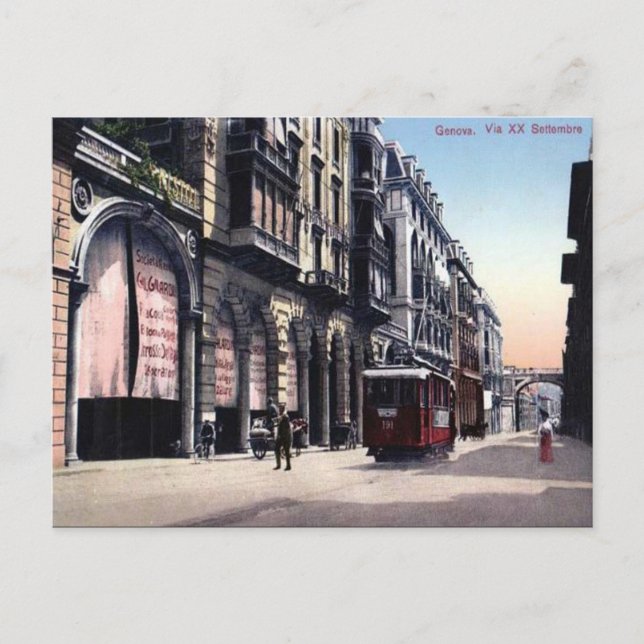 Cartão postal antigo - Génova, Itália (Frente)
