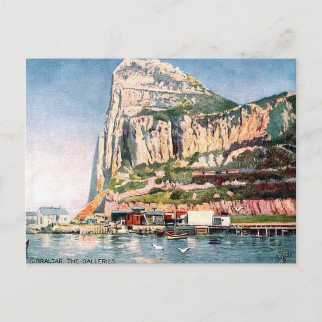 Cartão Postal Antigo - Gibraltar - as Galerias (Frente)